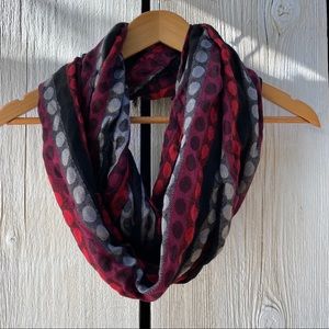Infinity Scarf Red with Black Polka Dots Like New